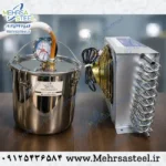 پک دیگ استیل 10 لیتری با کندانسور استیل و درجه و شیلنگ سیلیکنی نسوز