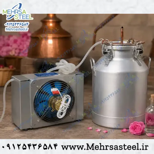 دستگاه عرقگیری و گلابگیری 30 لیتری و کندانسور برقی پیرکس متوسط